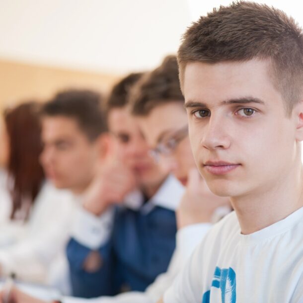 High school student in a classroom.